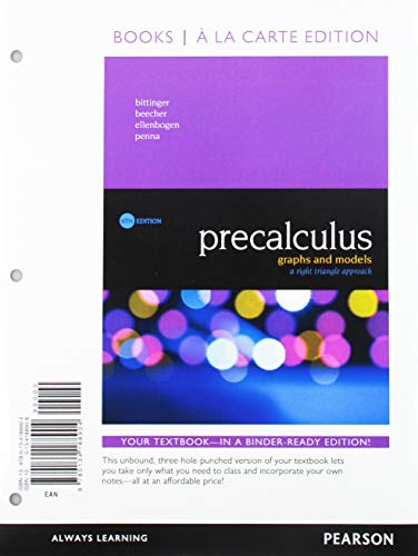 Book Precalculus: Graphs and Models, A Right Triangle Approach, Books a la Carte Edition, plus MyLab Math with Pearson eText and Video Notebook -- 24-Month Access Card Package free