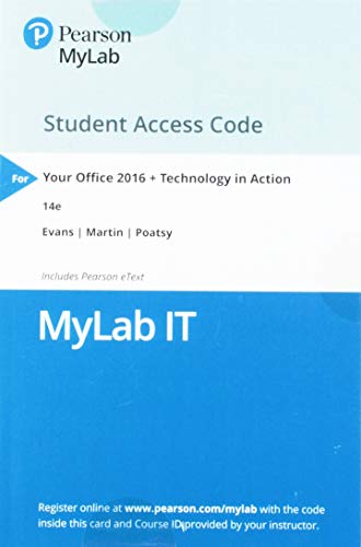 Book MyLab IT with Pearson eText -- Access Card -- for Your Office 2016 with Technology in Action (Myitlab) free