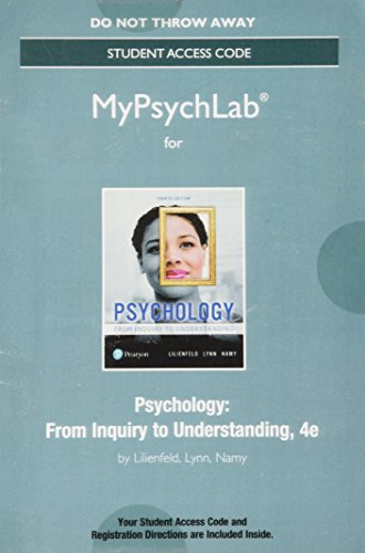 Book MyLab Psychology without Pearson eText -- Standalone Access Card -- for Psychology: From Inquiry to Understanding (4th Edition) free
