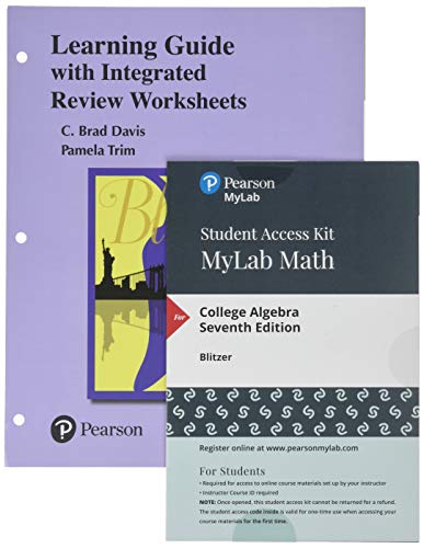Book Learning Guide for College Algebra Plus NEW MyLab Math with Pearson eText -- 24-Month Access Card Package free