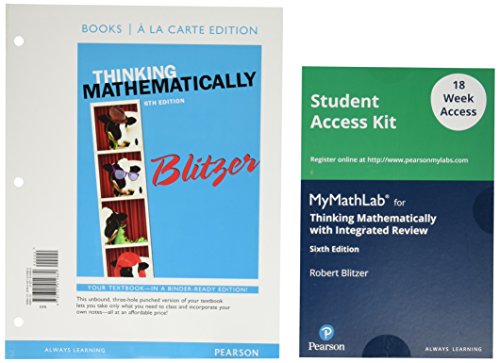 Book Thinking Mathematically with Integrated Review, Loose-Leaf Version Plus MyLab Math (18 Weeks) -- Access Card Package free