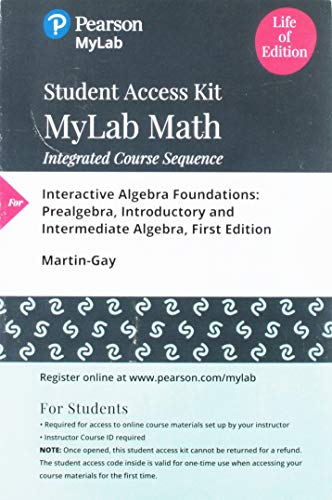 Book Interactive Algebra Foundations: Prealgebra, Introductory and Intermediate Algebra -- 24 Month Standalone Access Card free