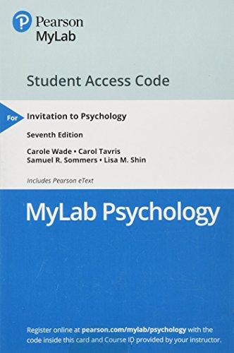 Book MyLab Psychology with Pearson eText -- Standalone Access Card -- for Invitation to Psychology (My Psych Lab) free
