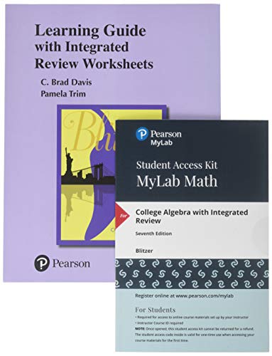 Book Worksheets plus MyLab Math Student Access Card for College Algebra with Integrated Review free