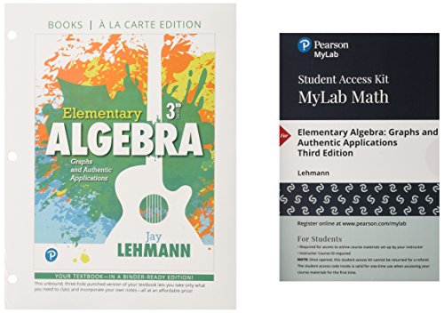 Book Elementary Algebra: Graphs and Authentic Applications, Books a la Carte Edition Plus MyLab Math -- 24 Month Access Card Package free