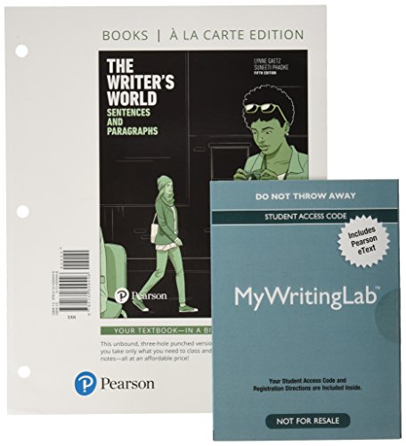 Book The Writer's World: Sentences and Paragraphs and MyLab Writing with Pearson eText -- Access Card Package (5th Edition) free