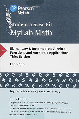 Book MyLab Math with Pearson eText -- 24 Month Standalone Access Card -- for Elementary & Intermediate Algebra: Functions and Authentic Applications free