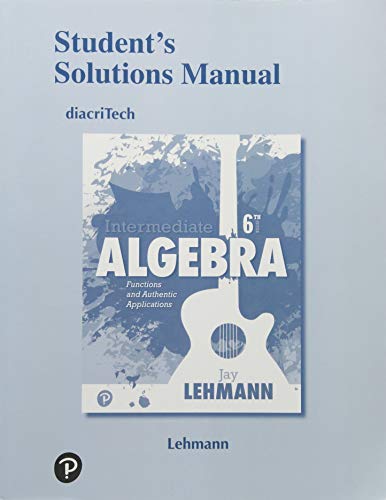 Book Student's Solutions Manual for Intermediate Algebra: Functions & Authentic Applications free