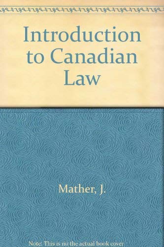 Book Introduction To Canadian Law free