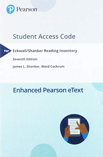 Book Ekwall/Shanker Reading Inventory, Pearson eText -- Access Card free