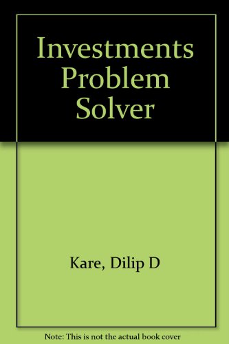 Book Investments Problem Solver/book And Disk free