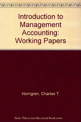 Book Introduction To Management Accounting: Working Papers free