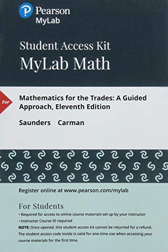 Book MyLab Math with Pearson eText -- 24 Month Standalone Access Card -- for Mathematics for the Trades free