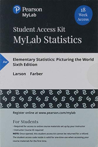 Book MyLab Statistics with Pearson eText for Elementary Statistics: Picturing the World --18-Week Student Access Card (6th Edition) free