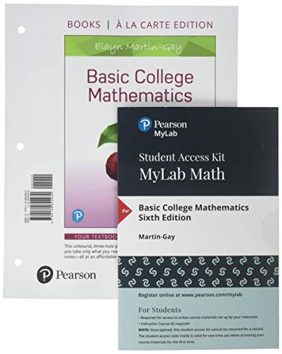 Book Basic College Mathematics, Books a la Carte Edition, Plus MyLab Math with Pearson eText -- 24 Month Access Card Package free