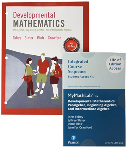 Book Developmental Mathematics: Prealgebra, Beginning, Intermediate Algebra, Loose-Leaf Version Plus MyLab Math -- 24 Month Access Card Package free