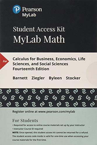 Book Mylab Math with Pearson eText -- 24-Month Standalone Access Card -- for Calculus for Business, Economics, Life Sciences, and Social Sciences free