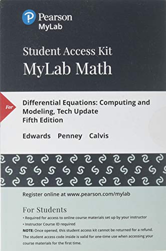 Book MyLab Math plus Pearson eText -- 24-Month Standalone Access Card -- for Differential Equations: Computing and Modeling Tech Update free