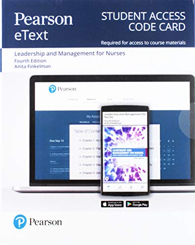 Book Access Card -- Pearson eText 2.0 -- for Leadership and Management for Nurses free