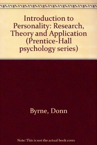 Book An Introduction To Personality: Research, Theory, And Applications (prentice-hall Psychology Series) free