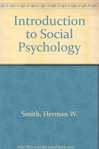 Book Introduction To Social Psychology free