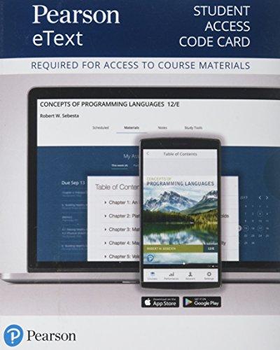 Book Pearson eText for Concepts of Programming Languages -- Access Code Card free