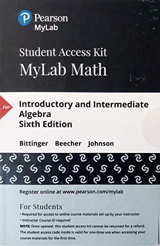 Book MyLab Math with Pearson eText -- 24 Month Standalone Access Card -- for Introductory and Intermediate Algebra free