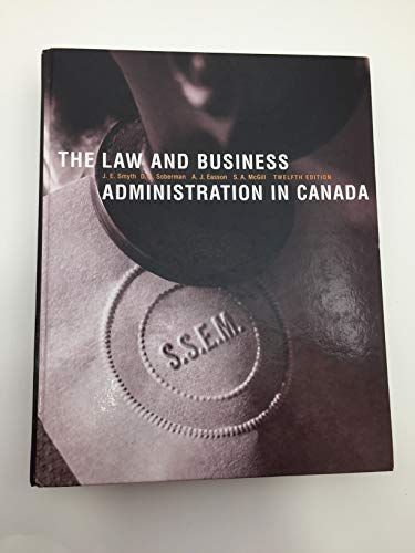 Book The Law and Business Administration in Canada (Twelfth Edition) free