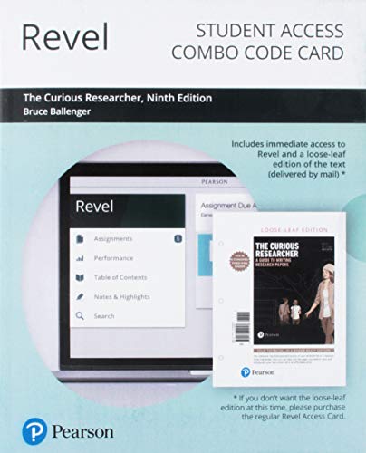 Book Revel for The Curious Researcher: A Guide to Writing Research Papers -- Combo Access Card free