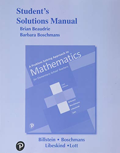 Book Student Solutions Manual for A Problem Solving Approach to Mathematics for Elementary School Teachers free