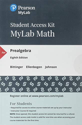 Book MyLab Math with Pearson eText -- 24 Month Standalone Access Card -- for Prealgebra free