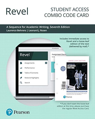 Book Revel for A Sequence for Academic Writing -- Combo Access Card free