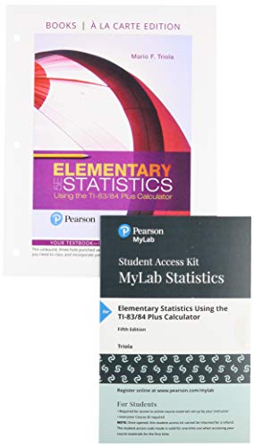 Book Elementary Statistics Using the TI-83/84 Plus Calculator, Loose-Leaf Edition Plus MyLab Statistics with Pearson eText -- 24 Month Access Card Package free