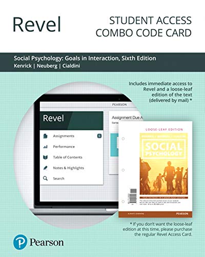Book Revel for Social Psychology: Goals in Interaction -- Combo Access Card (6th Edition) free
