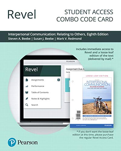 Book Revel for Interpersonal Communication: Relating to Others -- Combo Access Card (8th Edition) free