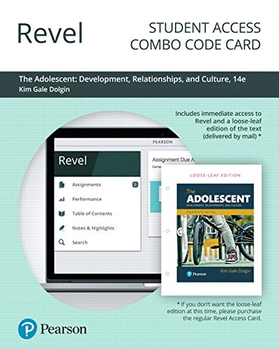 Book Revel for The Adolescent: Development, Relationships and Culture -- Combo Access Card free