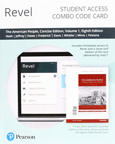 Book Revel for The American People: Creating a Nation and a Society, Concise Edition, Volume 1 -- Combo Access Card free