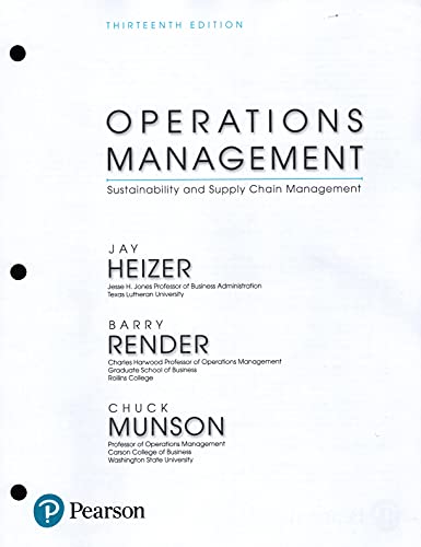 Book Operations Management: Sustainability and Supply Chain Management (13th Edition) Student Value Edition free