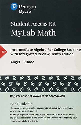 Book MyLab Math with Pearson eText -- 24 Month Standalone Access Card -- for Intermediate Algebra For College Students with Integrated Review free