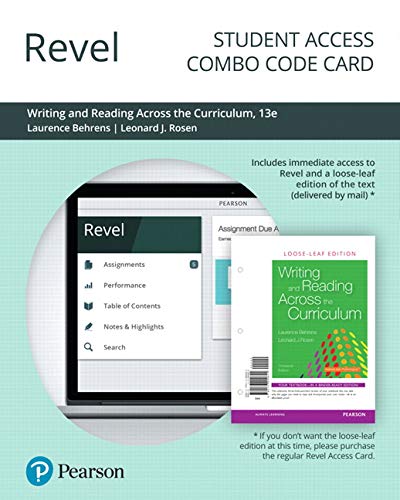 Book Revel for Writing and Reading Across the Curriculum -- Combo Access Card free