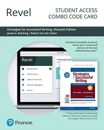 Book Revel for Strategies for Successful Writing: A Rhetoric, Research Guide, Reader and Handbook -- Combo Access Card (11th Edition) free