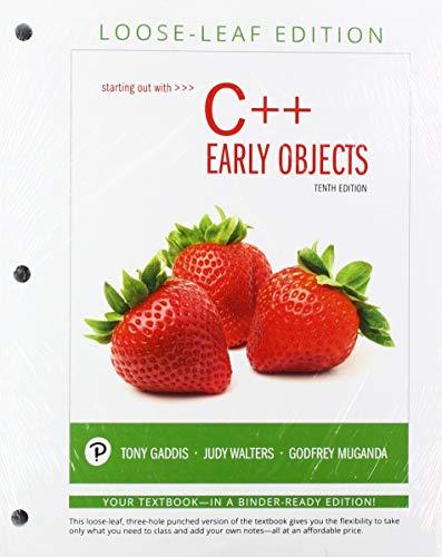 Book Starting Out with C++: Early Objects, Loose-Leaf Edition free