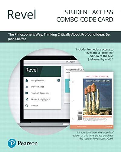 Book Revel for The Philosopher's Way: Thinking Critically About Profound Ideas -- Combo Access Card free