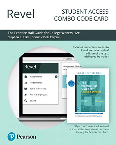 Book Revel for The Reid Guide for College Writers -- Combo Access Card free