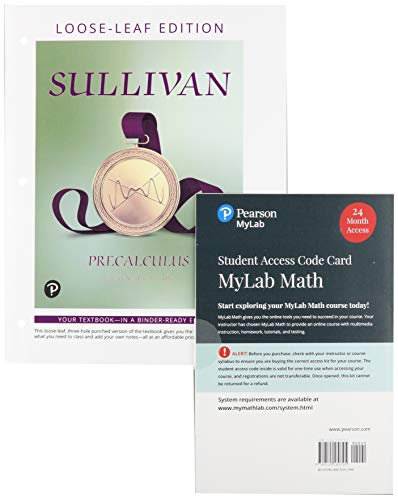Book Precalculus, Loose-Leaf Edition Plus NEW MyLab Math -- 24-Month Access Card Package free
