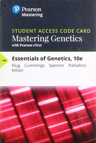 Book Mastering Genetics with Pearson eText -- Standalone Access Card -- for Essentials of Genetics (10th Edition) (MasteringGenetics Series) free