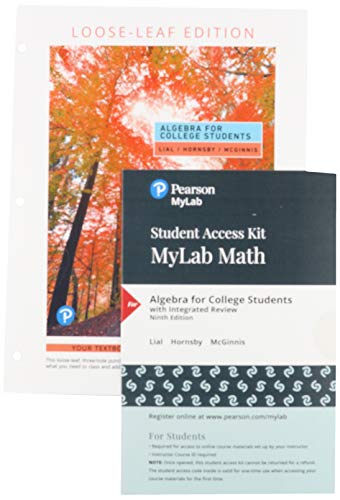 Book Algebra for College Students, Loose-Leaf Version Plus MyLab Math -- 24 Month Access Card Package free