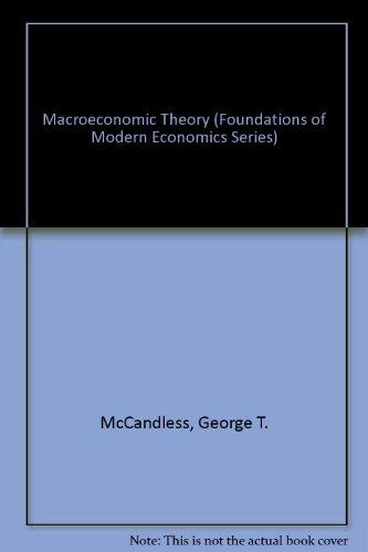 Book Macroeconomic Theory (foundations Of Modern Economics Series) free