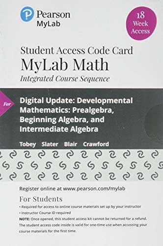 Book MyLab Math with Pearson eText -- 18-Week Standalone Access Card -- for Developmental Mathematics: Prealgebra, Beginning Algebra, and Intermediate Algebra, Digital Update free