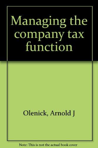 Book Managing The Company Tax Function free
